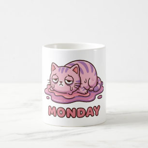 Funny Monday Meltdown Pink Cat Coffee Mug