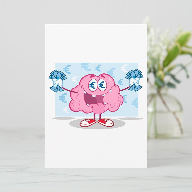 Funny Money Brain Cartoon Euro Cash Lover  Invitation (Creator Uploaded)