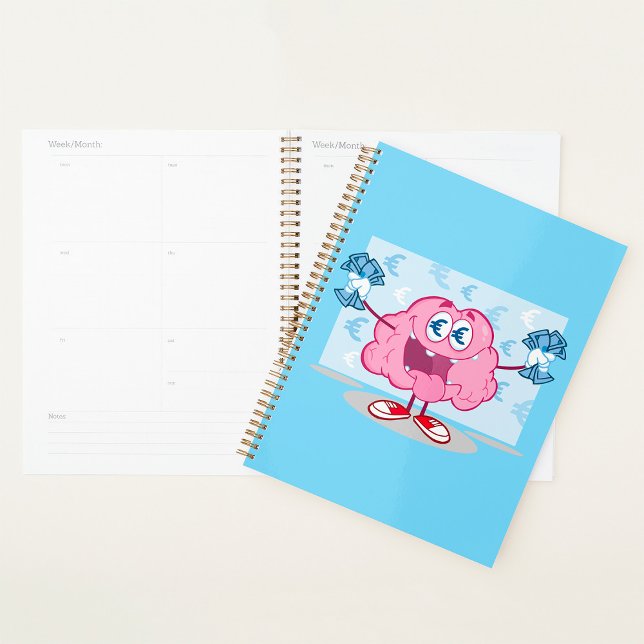 Funny Money Brain Cartoon Euro Cash Lover  Planner (Creator Uploaded)