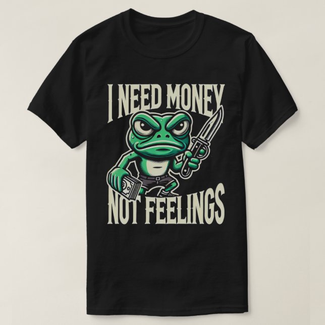 Funny Money Frog T-Shirt – Bold and Humourous Grap (Design Front)