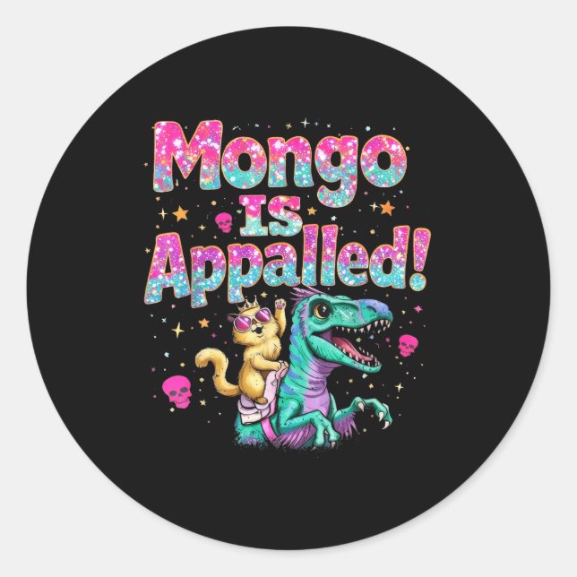 Funny Mongo Appalled Princess Cat Classic Round Sticker (Front)
