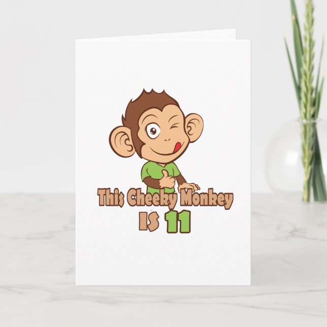 Funny Monkey 11 year old birthday Card (Front)