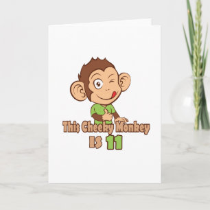 Funny Monkey 11 year old birthday Card