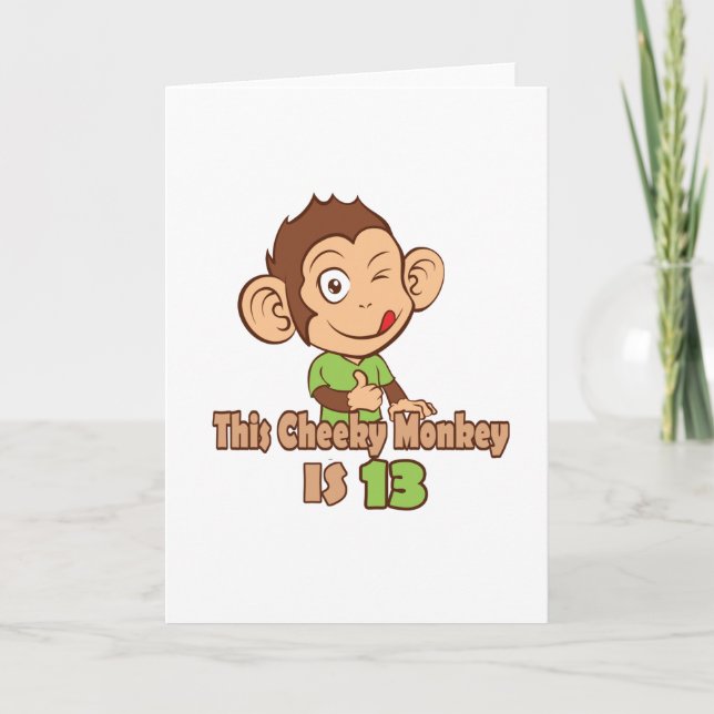Funny Monkey 13 year old birthday Card (Front)