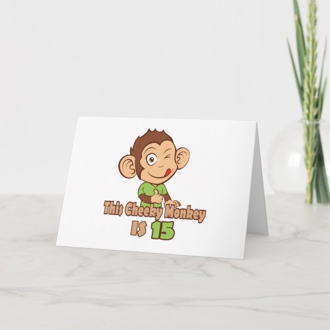 Funny Monkey 15 year old birthday Card (Front)