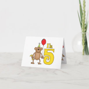 Funny Monkey 5th Birthday Invitation