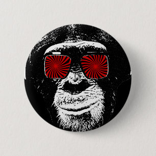 Funny monkey 6 cm round badge