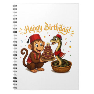 Funny Monkey and Snake Birthday Celebration Notebook