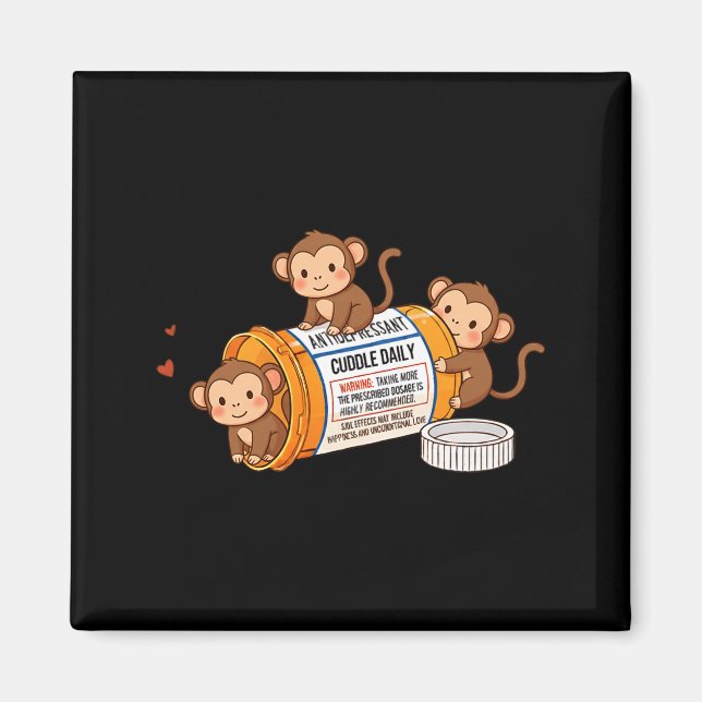 Funny Monkey Anti Depressant Zoo Boys Girls Kids P Magnet (Front)