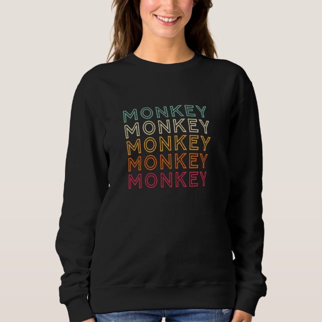 Funny Monkey Ape Gorilla Retro Monkey Pullover (Front)
