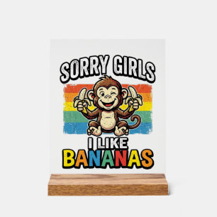 Funny Monkey Banana Vintage Engraving Shirt Design Acrylic Sign