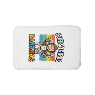 Funny Monkey Banana Vintage Engraving Shirt Design Bath Mat