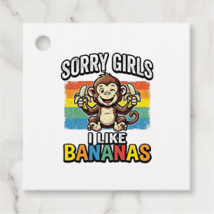 Funny Monkey Banana Vintage Engraving Shirt Design Favour Tags