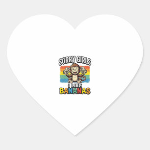 Funny Monkey Banana Vintage Engraving Shirt Design Heart Sticker