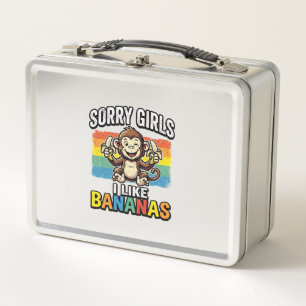 Funny Monkey Banana Vintage Engraving Shirt Design Metal Lunch Box