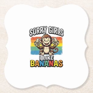 Funny Monkey Banana Vintage Engraving Shirt Design Paper Coaster