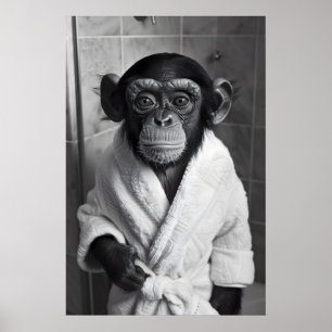 Funny Monkey Bathrobe Print Quirky Bathroom AI