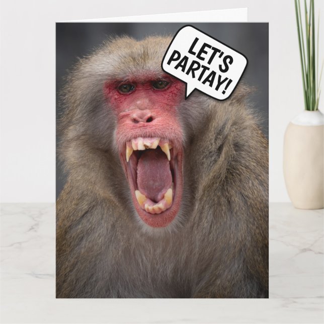 FUNNY MONKEY BIRTHDAY GREETING CARD (Front)