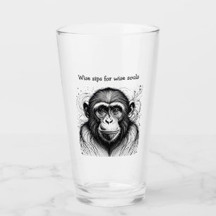 Funny Monkey Black White Ink Customised Glass