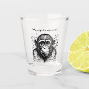 Funny Monkey Black White Ink Customised Shot Glass