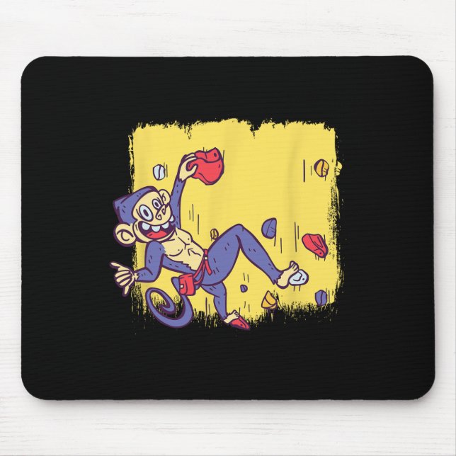Funny Monkey Bouldering And Rock Climbing  Mouse Pad (Front)