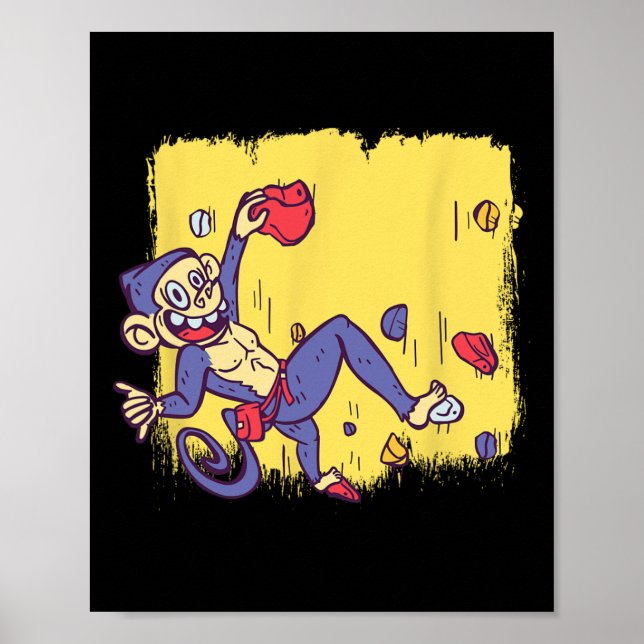 Funny Monkey Bouldering And Rock Climbing  Poster (Front)