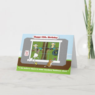 funny monkey business 100th Birthday  card
