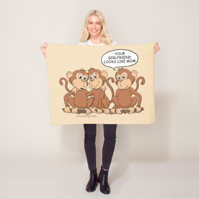 Funny Monkey Cartoon Design Fleece Blanket (In Situ)