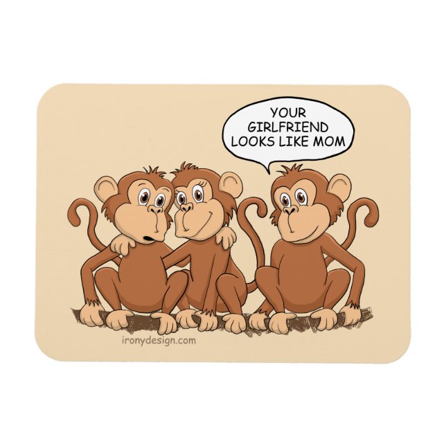Funny Monkey Cartoon Design Magnet (Horizontal)
