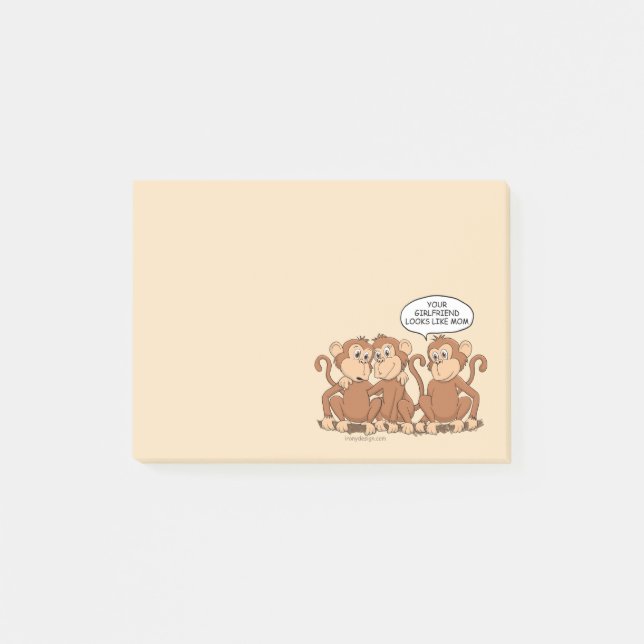 Funny Monkey Cartoon Design Post-it Notes (Front)