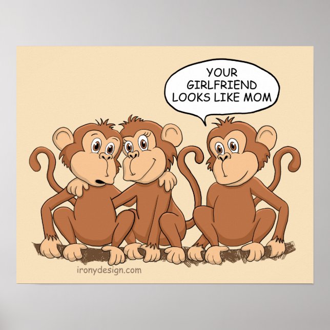 Funny Monkey Cartoon Design Poster (Front)