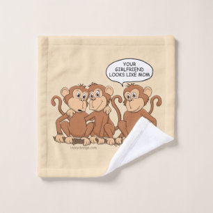 Funny Monkey Cartoon Design Wash Cloth
