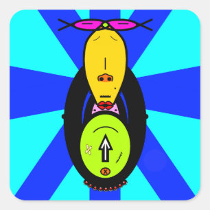 Funny Monkey Cartoon Mascot Square Sticker