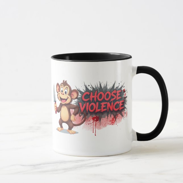 Funny monkey choose violence sarcastic coffee mug (Right)