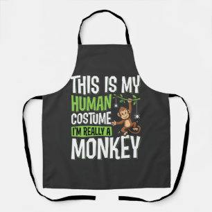 Funny Monkey Costume Halloween Vector Apron