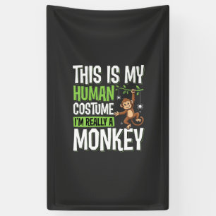 Funny Monkey Costume Halloween Vector Banner