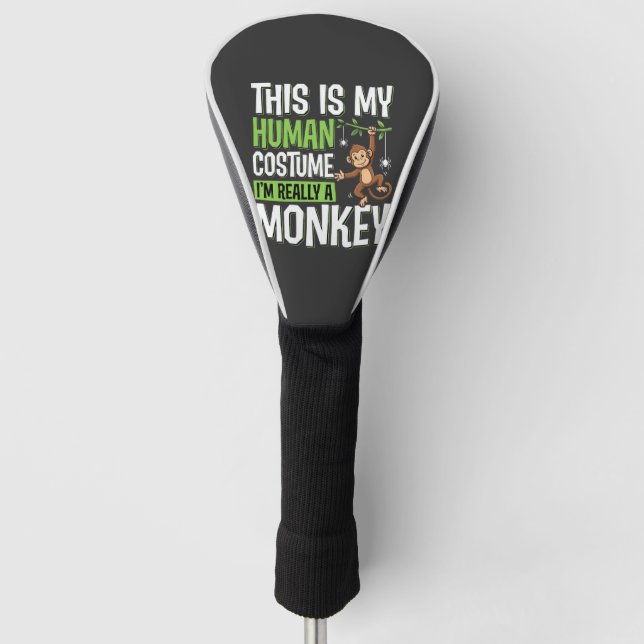 Funny Monkey Costume Halloween Vector Golf Head Cover (Front)