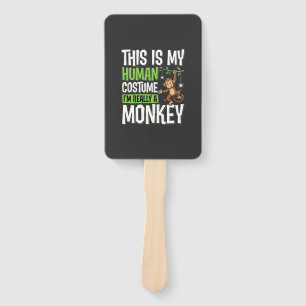 Funny Monkey Costume Halloween Vector Hand Fan