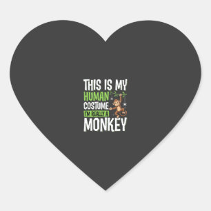Funny Monkey Costume Halloween Vector Heart Sticker