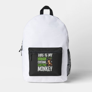 Funny Monkey Costume Halloween Vector Printed Backpack