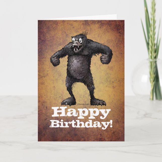 Funny Monkey Custom Gorilla Happy Birthday Card (Front)