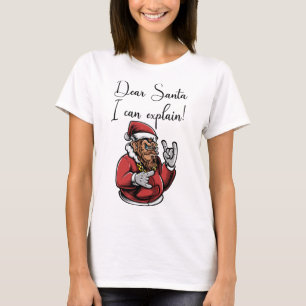 funny monkey dear santa i can explain T-Shirt