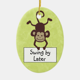 Funny Monkey Door Hanger Ceramic Ornament