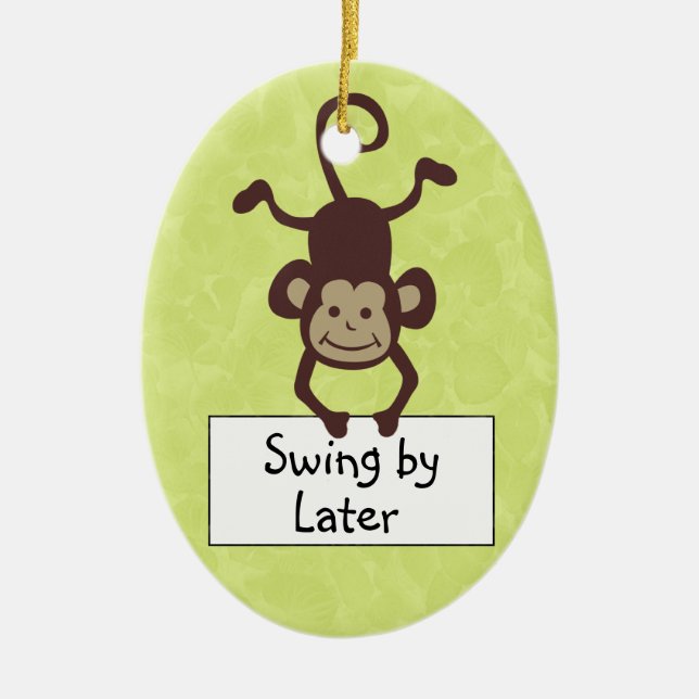 Funny Monkey Door Hanger Ceramic Ornament (Front)