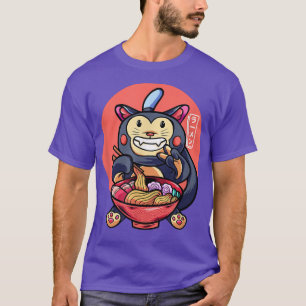 Funny Monkey Eating Ramen Cute Japanese Monkey Ram T-Shirt