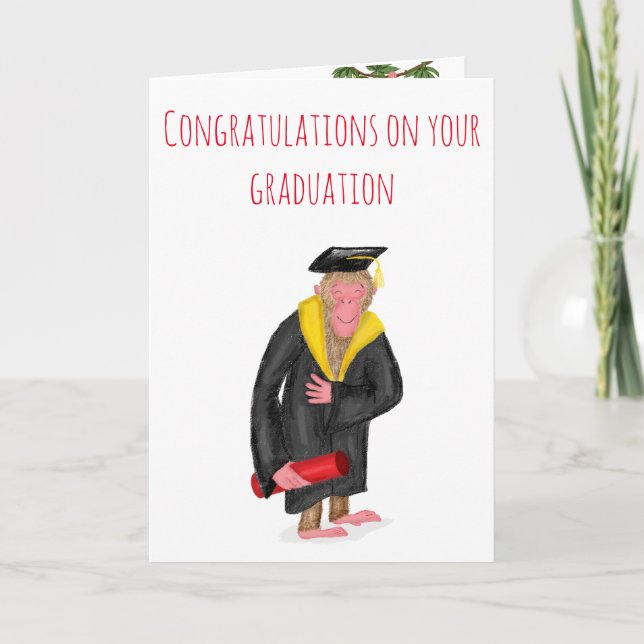Funny monkey graduation congratulations card (Front)