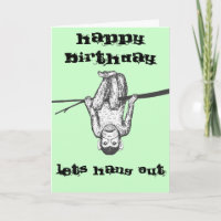 Funny Monkey hanging out Birthday Card customise