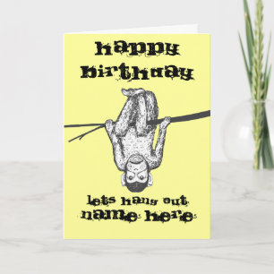 Funny Monkey hanging out Birthday Card customise