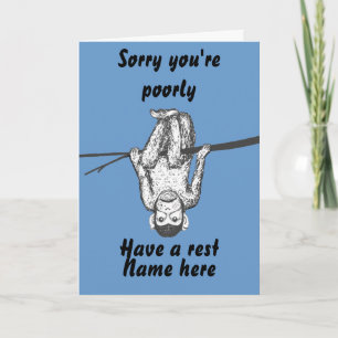 Funny Monkey hanging out Get Well Card customize
