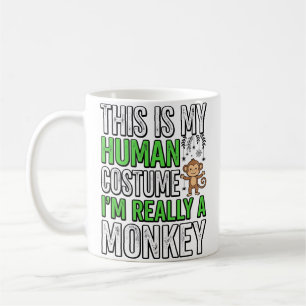 Funny Monkey Human Costume Halloween Shirt Design_ Coffee Mug